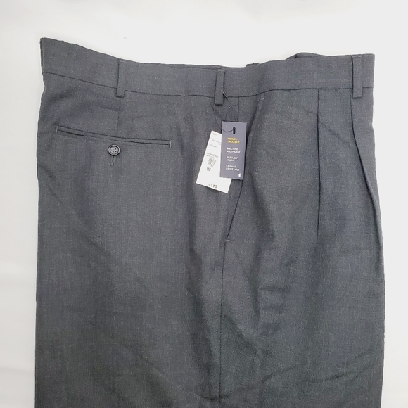 Stafford Classic Fit Pleated Travel Trousers (Dark Grey) - Picture 2 of 10